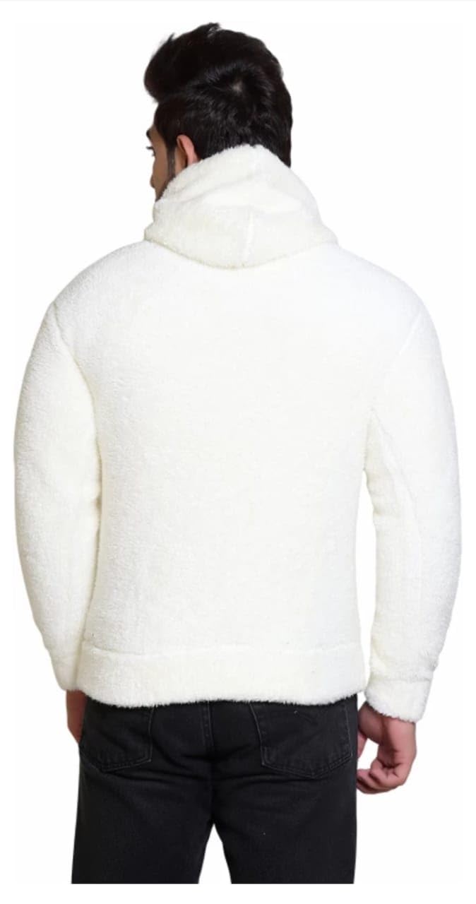 White Cotton Hooded Neck Loose Fit Printed Hoodie For Unisex