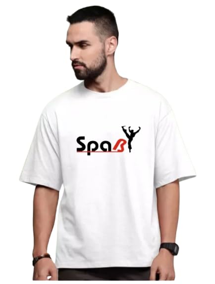 White Cotton Off-Shoulder Crew-Neck Printed T-Shirt For Men