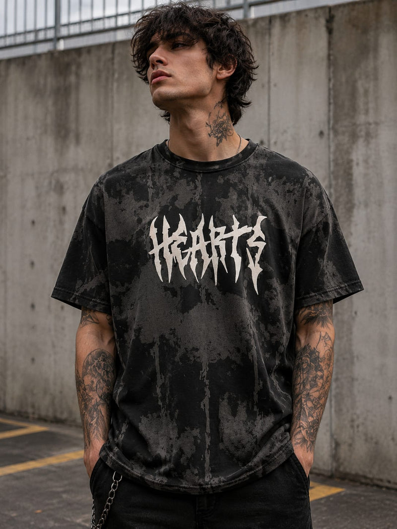 Hearts Acid Wash Oversized T-Shirt