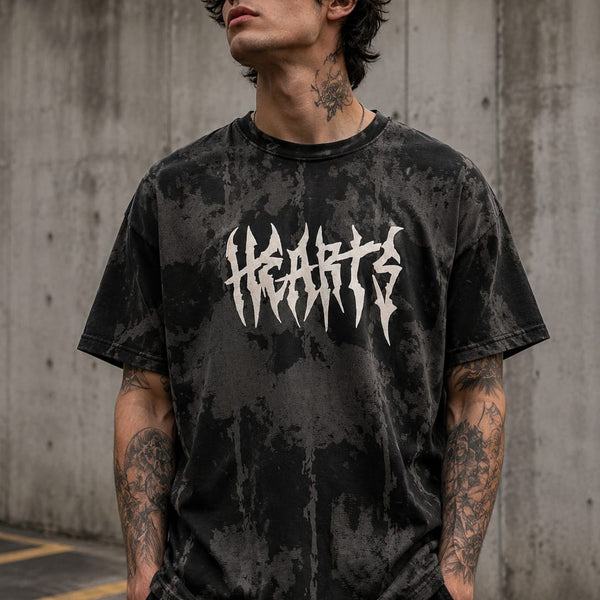 Hearts Acid Wash Oversized T-Shirt