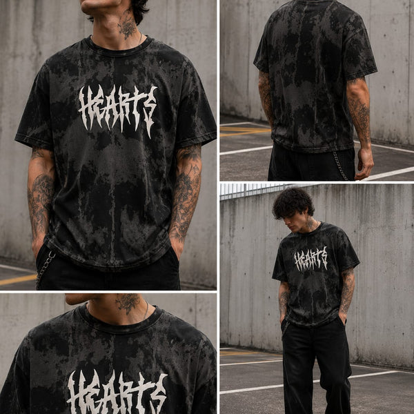 Hearts Acid Wash Oversized T-Shirt