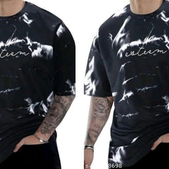 Pack Of 2 Black & White Cotton Printed Casual T-Shirt For Men