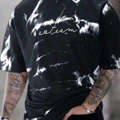 Pack Of 2 Black & White Cotton Printed Casual T-Shirt For Men