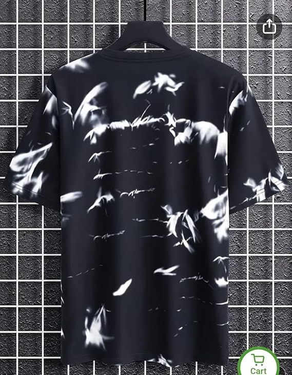 Pack Of 2 Black & White Cotton Printed Casual T-Shirt For Men