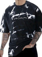 Black & White Cotton Printed Casual T-Shirt For Men