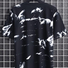 Black & White Cotton Printed Casual T-Shirt For Men