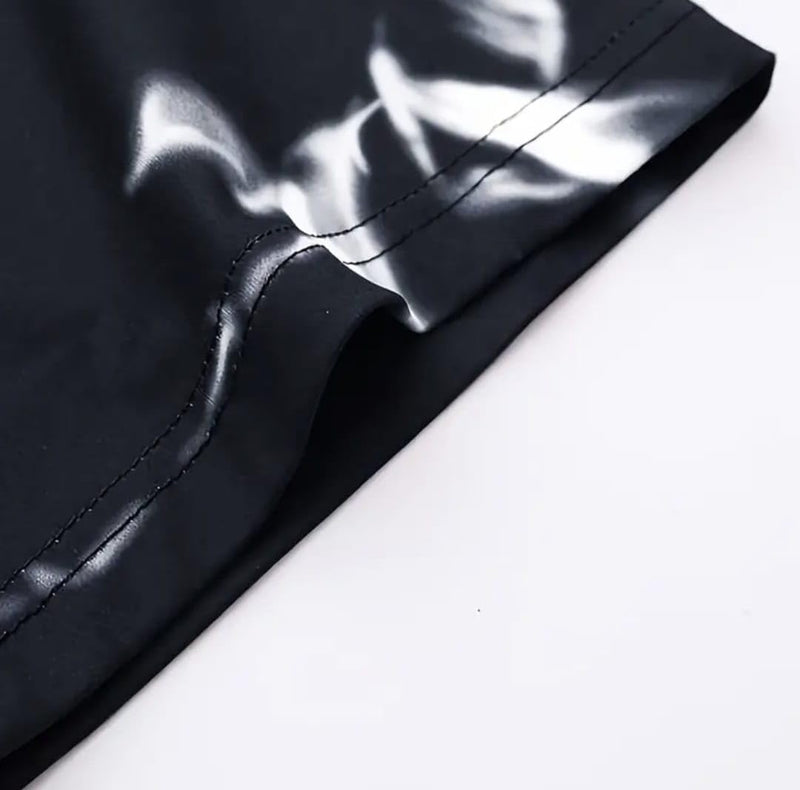 Black & White Cotton Printed Casual T-Shirt For Men