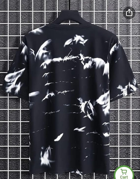 Pack Of 2 Black & White Cotton Printed Casual T-Shirt For Men