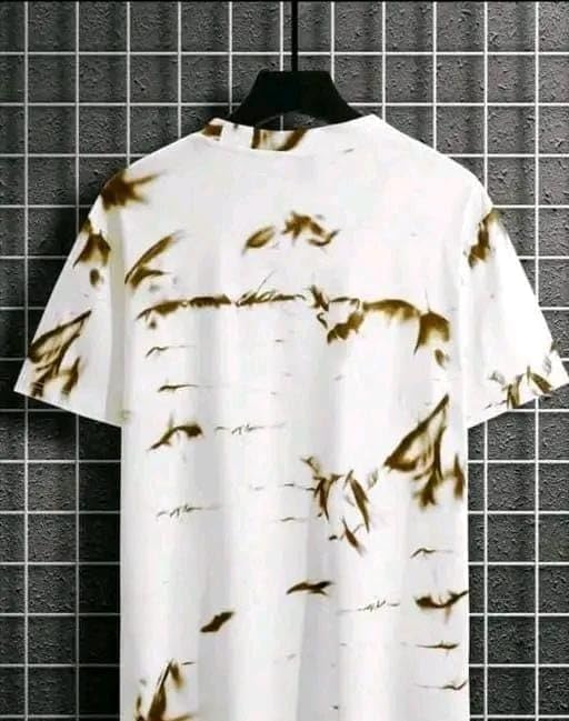 Pack Of 2 White , Black & Golden Cotton Printed Casual T-Shirt For Men