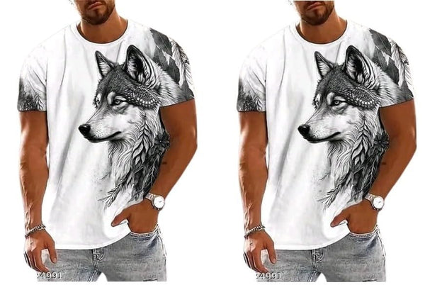 Pack Of 2 White & Black Cotton Printed Casual T-Shirt For Men