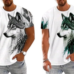 Pack Of 2 White , Black & Green Cotton Printed Casual T-Shirt For Men