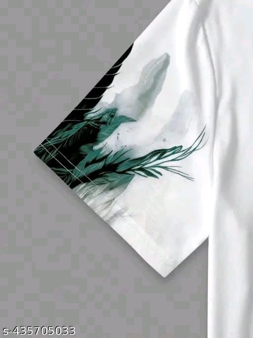 Pack Of 2 White , Black & Green Cotton Printed Casual T-Shirt For Men