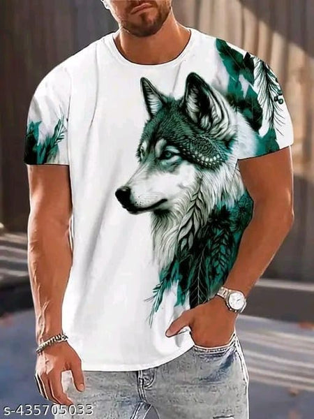 Pack Of 2 White & Green Cotton Printed Casual T-Shirt For Men