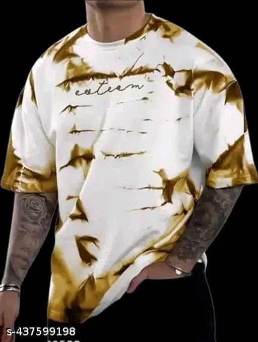 Pack Of 2 White & Golden Cotton Printed Casual T-Shirt For Men