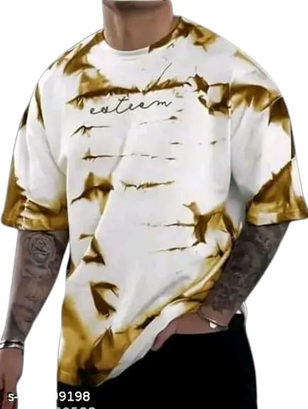 Pack Of 2 Golden & Purple Cotton Printed Casual T-Shirt For Men