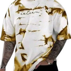 Pack Of 2 Golden & Purple Cotton Printed Casual T-Shirt For Men
