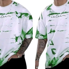 Pack Of 2 White & Green Cotton Printed Casual T-Shirt For Men