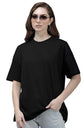 Black Cotton Regular Fit Plain T-Shirt For Women