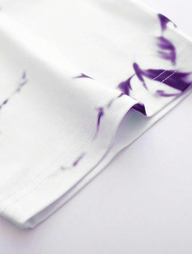 White & Purple Cotton Printed Casual T-Shirt For Men